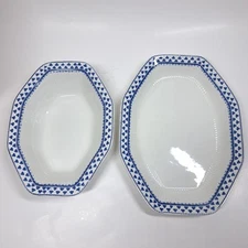 Vtg Adams Brentwood Vegetable Bowl Serving Platter Oval Ironstone Clover Octagon