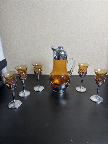 1930er Farber Bros Bernstein Cambridge Glas Cocktail Shaker Set - Bild 1 von 11
