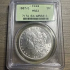 🔥 1887/6 Morgan Silver Dollar PCGS MS63 OGH UNC💥 Major Overdate 💥 (M7793)