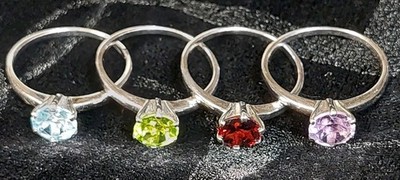 Wunderschöne 925 Sterling Silber bunte Edelstein Ringe Amethyst Peridot Granat