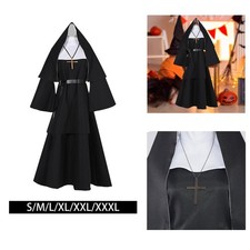 Nonne Kost&uuml;m Mutter Cosplay Kleid schwarz Zubeh&ouml;r Dekoration Party Zubeh&ouml;r f&uuml;r