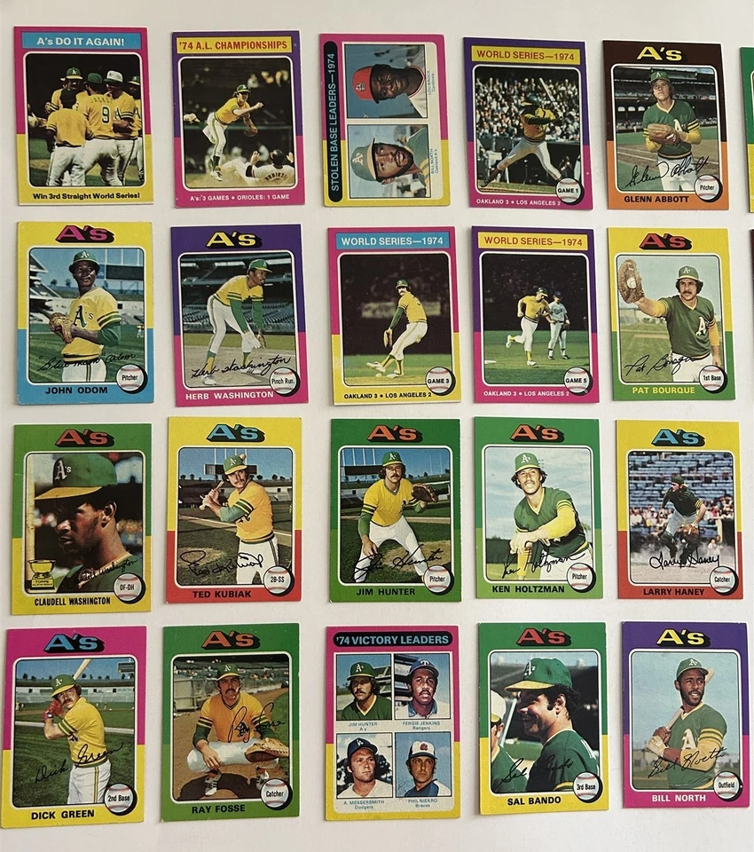 1975 Topps Oakland A's Equipo Completo Conjunto de 36 Cartas Reggie Jackson Jim Hunter  Foto 2 de 3