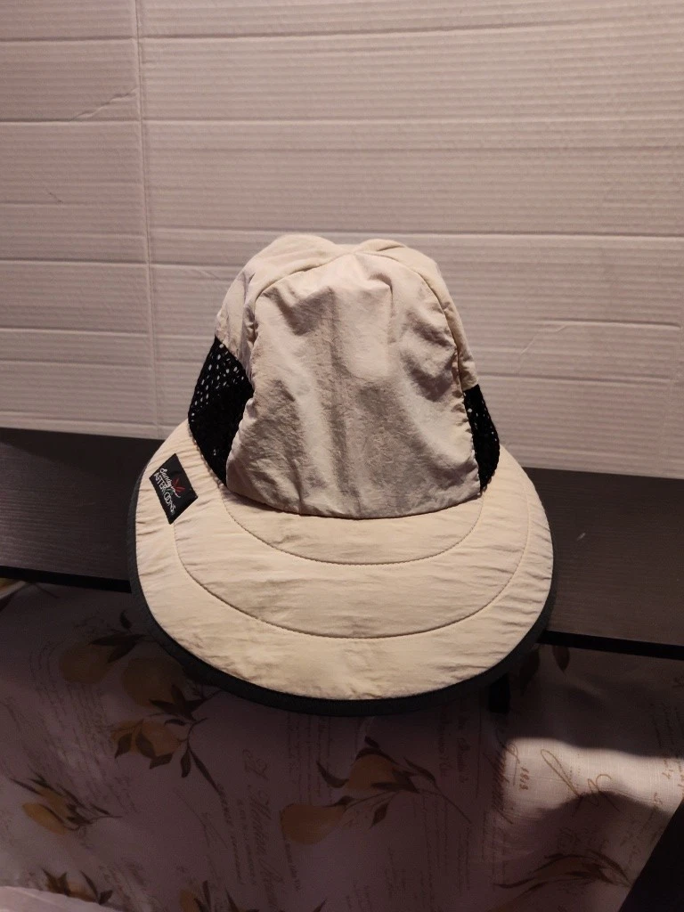 SUNDAY AFTERNOONS Beige/Black NECK-SHADE-FLAP SUN HAT Wide-Brim Summer Hike Sz L