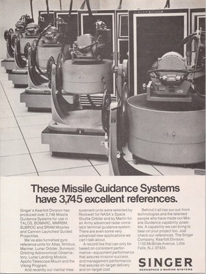 SINGER Missile Guidance Systems Vintage Print Ad NASA Space Race 1974