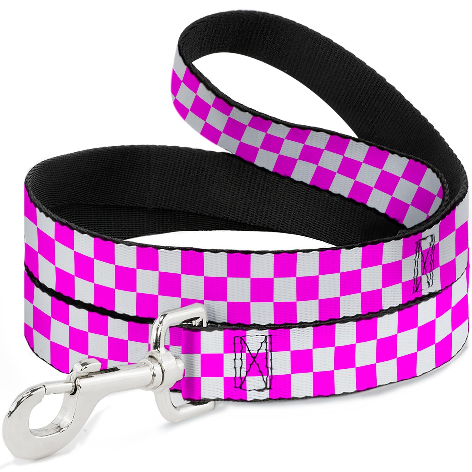 Buckle-Down Checker Pink White Dog Leash 4 Feet