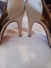 Escarpins Paris Hilton Talon Ultra Haut - Satin Rose, Talon Noir Verni - Taille 5.5 US - Occasion