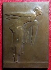 Medalla de ritmo de baile rara Art Deco para mujer de Édouard Pierre Marie Blin