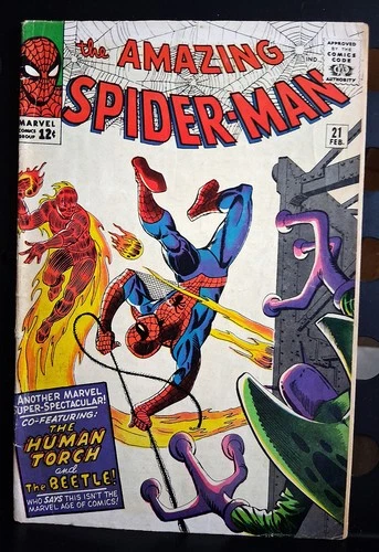 Spider-Man #21 Feb. 1965 Human Torch! The Beetle! Ditko cover  -- QUICK SALE!
