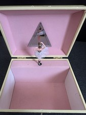 Vintage Ballerina Music Jewelry Box Pink Interior Mirror Working Intermittently
