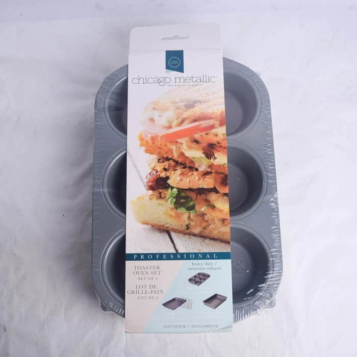 Chicago Metallic Non-Stick Toaster Oven Bakeware Set 4-Piece Carbon Steel