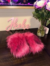 Women's Brown, Pink Fur Slides sizes 5.5-8