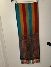 Boho PAISLEY Pashmina Style Fringed SHAWL Wrap Scarf 72 x 28 in