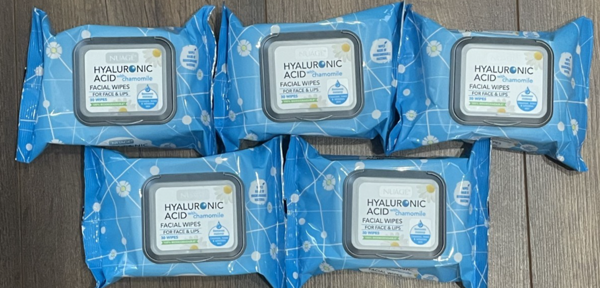 5 x 30 wipes Nuage Hyaluronic Cleansing Facial Wipes Acid & Chamomile Refreshing
