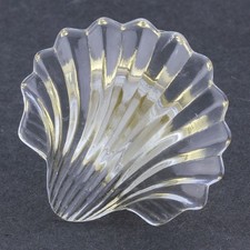  12 Pack  BASE NEEDS GLUED 1-7/8" Glass Seashell Knob Clear with Brass
