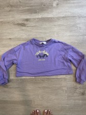 H M Girls 8-10 Purple Cropped Pullover Sweatshirt Powerpuff Girls Graphic