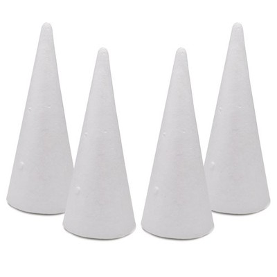4 Pack Craft Foam Cones 3.85x9.7 Inch Christmas Tree Project Wedding Holiday