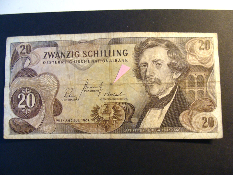 1967 AUSTRIA 20 SCHILLING NOTE  GOOD CONDITION CIRCULATED  P-142a