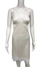 Vintage Women's Sleeveless Nylon White Lacey Sheer Slip nigthgonw Size 32