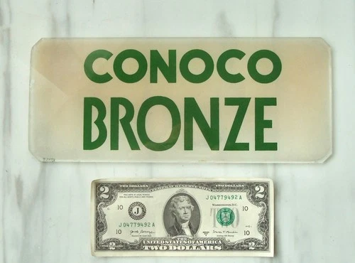 Vintage CONOCO BRONZE Oil Gas Station Pump WAYNE Glass LENS Plate Sign Insert