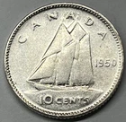 1950   Canada Dime 10 cents.  An Amazing Vivid Crisp Showy Coin.Free Shipping !!