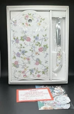 NEW! Andrea by Sadek Corona Porcelain China Cheese Board with Knife Gift Box