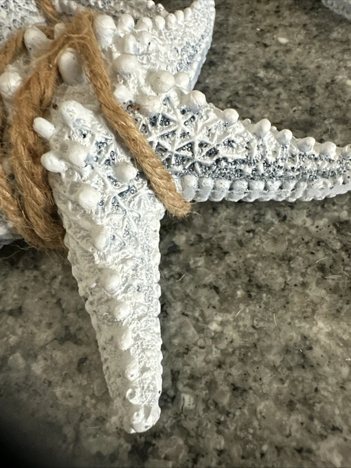 Juego de 5 estrellas de mar de resina blanca y azul decoración para colgar en la pared decoración estilo playa Foto 3 de 4