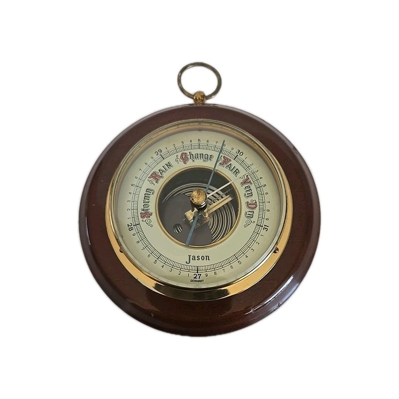 Vtg ATCO  Germany 5" Mahogany Cased Beveled Glass Barometer.
