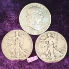 Lot of 3🔥90% Silver🔥 1942 1947 Walking Liberty 1960 FranklinHalf Dollar 1253
