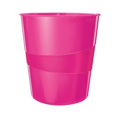 Leitz 15 Litre Waste Bin, Plastic, Wow Range, Metallic Pink