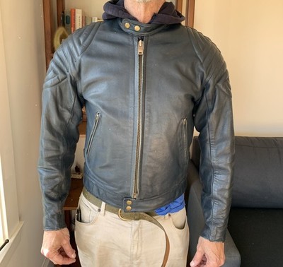 vintage MARS (Australian) BLUE  leather motorcycle Jacket 1980s cafe racer 40*