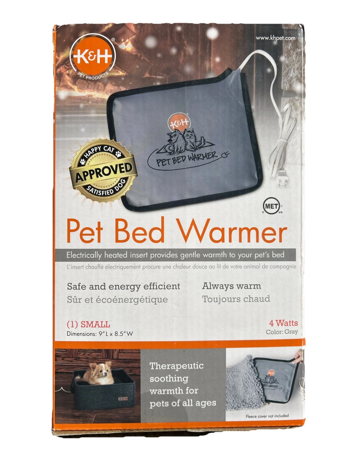 K&H Pet Bed Warmer Small 4W Heated Insert Indoor Dog Cat Bed Pad Gray
