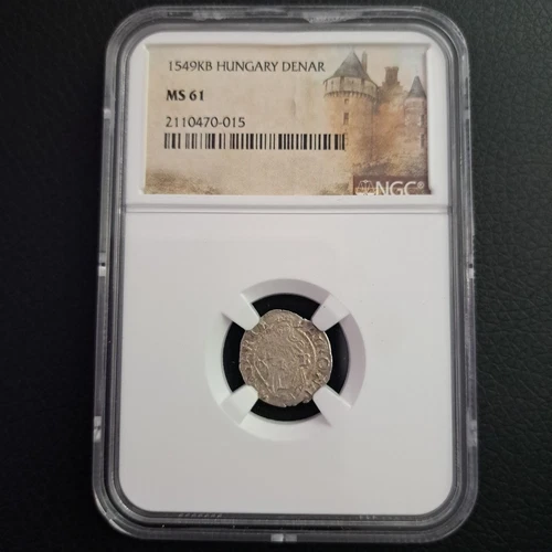 Hungary 1549KB hammered Silver Denar, NGC MS61.