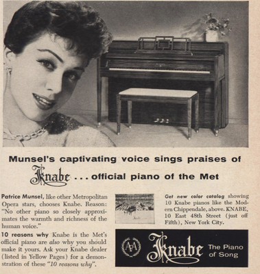 1957 Knabe Piano: Munsels Captivating Voice Vintage Print Ad