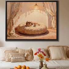 Shih Tzu Dog Canvas Print Living Room Oil Painting Pet Artwork Decor Framed Art