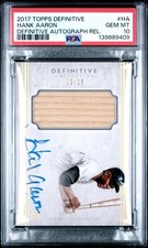 2017 Topps Definitive Hank Aaron Relic Auto Bat /15 Braves PSA 10 POP 1