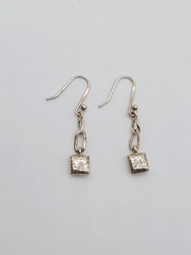 Silpada W1639 Hammered Sterling Silver Small Square Pillow Dangle Earrings - Picture 2 of 10