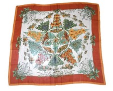 Hermes Scarf Pythagore 90 cm Chiffon Silk mousseline flower star muslin 35"