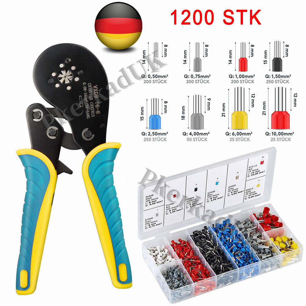Knipex 0304475 Crimpzange Aderendhülsen 0.08 bis 16 mm²