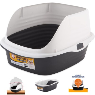 Large Sifting Cat Litter Box with Rim Framed High Sides and Microban Made in USA