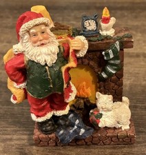 Very Intricately Detailed Santa Gifts in Front of Fireplace Tabletop Figurine