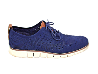 Cole Haan Zerogrand Mens Size 9.5 Navy Blue Wingtip Knit 