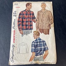 Simplicity Vintage Pattern 1961 Men's Shirts Medium COMPLETE