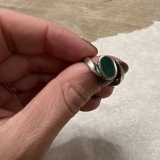 Sterling Silver Malachite Green Stone 925 Ring sz 5.5