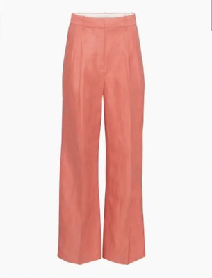 Aritzia Wilfred Women's Warm Sienna Red Linen Wider The Effortless Pant Sz 10