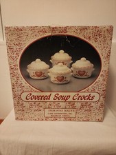 New Covered Soup Crocks/Set of 4 - New In Original Box Pink