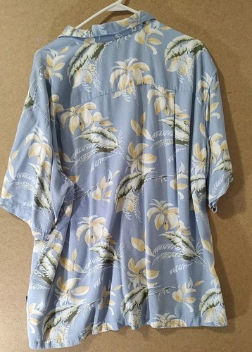 Men's Hawaiian Shirt by Macaw Trading Co. Blue & Yellow Tropical Print Size XL - Picture 5 of 8