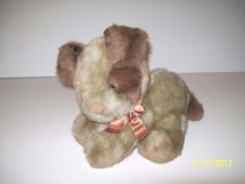 VINTAGE AMERICAN WEGO 1982 PUPPY DOG PLUSH BROWN SPOT WITH RIBBON