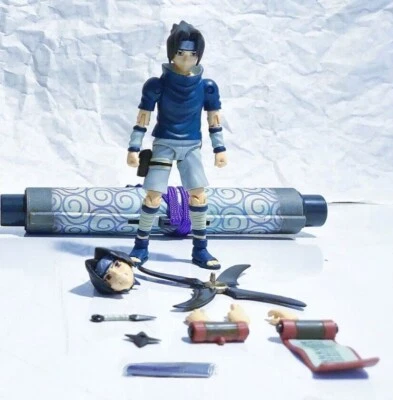 [RARE Bandai Naruto Uchiha Sasuke w/ Scroll 2003 COMPLETE] - Image 1 of 4