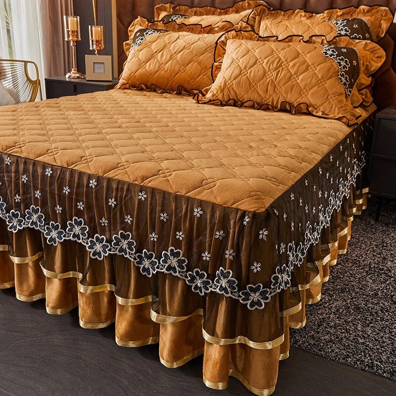 Funda de colchón acolchada de terciopelo polar colcha funda de almohada ropa de cama Foto 2 de 4