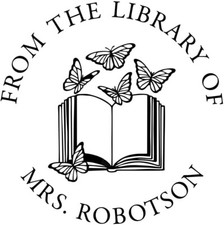 Personalized Library Embosser - Custom Name, Butterfly, and Book Design - Round